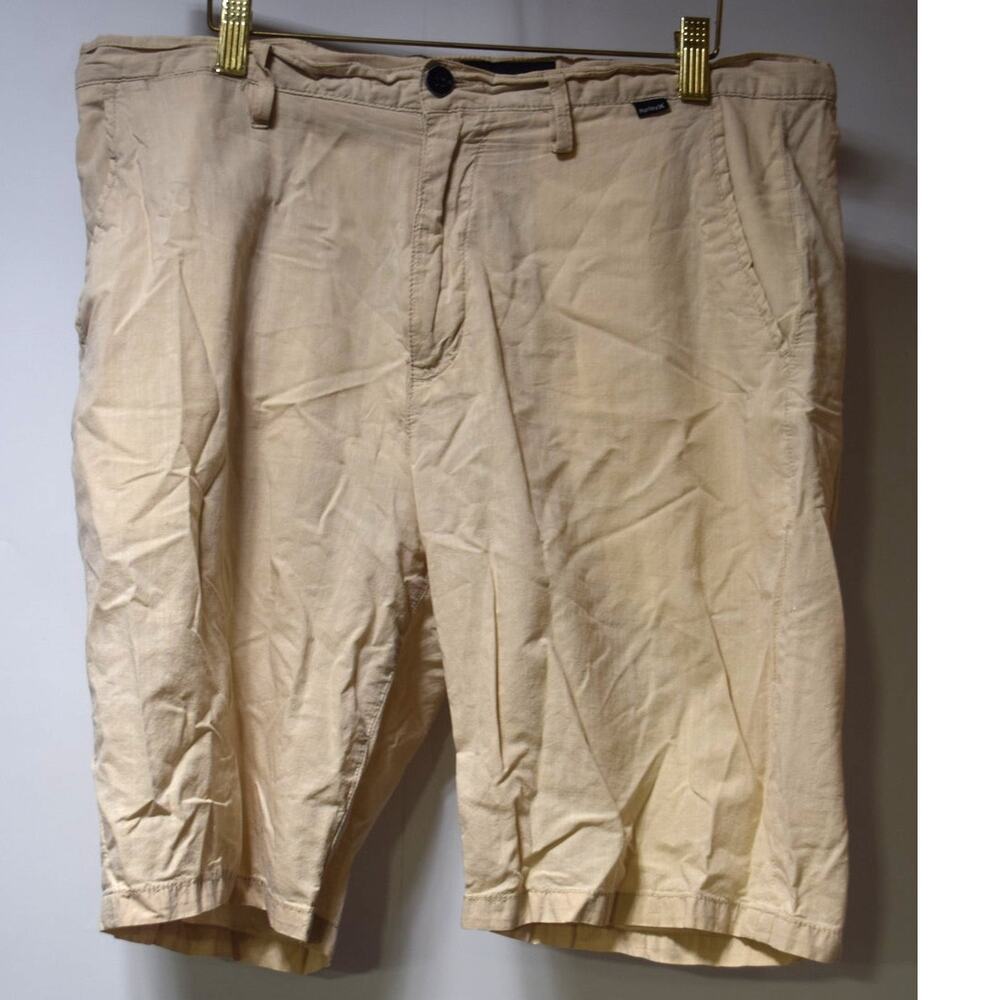 Hurley Mens Khaki Chino Shorts Beige Casual Flat Front Size 33